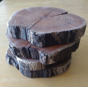 Rustic Brown Wooden Coasters Set